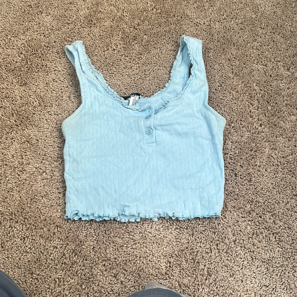 Baby blue cropped tank top
